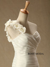 Load image into Gallery viewer, rosemoda-one-shoulder-ruched-organza-mermaid-wedding-dress-e.jpg