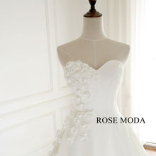 Load image into Gallery viewer, rosemoda-pearl-3-d-floral-a-line-organza-wedding-dress-e.jpg