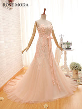 Load image into Gallery viewer, rosemoda-pink-delicate-beading-mermaid-wedding-dress-b.jpg