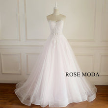 Load image into Gallery viewer, rosemoda-pink-lace-a-line-wedding-dress-b.jpg