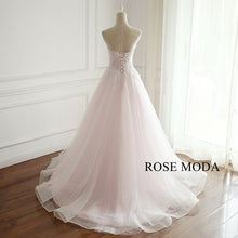 Load image into Gallery viewer, rosemoda-pink-lace-a-line-wedding-dress-c.jpg