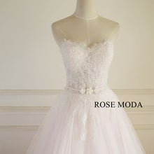 Load image into Gallery viewer, rosemoda-pink-lace-a-line-wedding-dress-d.jpg