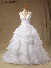 Load image into Gallery viewer, rosemoda-plunging-v-neckline-organza-ball-gown-wedding-dress-a.jpg