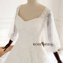 Load image into Gallery viewer, rosemoda-puffy-sleeve-lace-a-line-wedding-dress-d.jpg