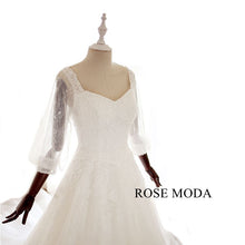 Load image into Gallery viewer, rosemoda-puffy-sleeve-lace-a-line-wedding-dress-e.jpg