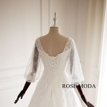 Load image into Gallery viewer, rosemoda-puffy-sleeve-lace-a-line-wedding-dress-f.jpg