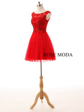 Load image into Gallery viewer, rosemoda-red-beading-cocktail-dress-a.jpg