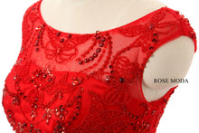Load image into Gallery viewer, rosemoda-red-beading-cocktail-dress-f.jpg