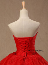 Load image into Gallery viewer, rosemoda-red-organza-ball-gown-wedding-dress-f.jpg