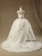 Load image into Gallery viewer, rosemoda-ruffled-organza-ball-gown-wedding-dress-with-crystal-belt-c.jpg