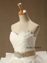 Load image into Gallery viewer, rosemoda-ruffled-organza-ball-gown-wedding-dress-with-crystal-belt-e.jpg
