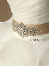 Load image into Gallery viewer, rosemoda-ruffled-organza-ball-gown-wedding-dress-with-crystal-belt-h.jpg
