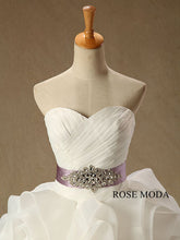 Load image into Gallery viewer, rosemoda-ruffled-organza-ball-gown-wedding-dress-withcrystal-belt-d.jpg