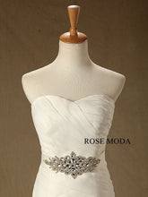 Load image into Gallery viewer, rosemoda-ruffled-organza-mermaid-wedding-dress-with-detachable-crystal-belt-d.jpg