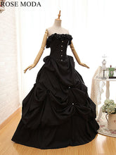 Load image into Gallery viewer, rosemoda-ruffled-taffeta-black-wedding-dress-b.jpg
