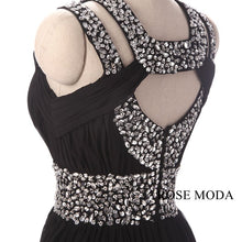 Load image into Gallery viewer, rosemoda-sequin-black-chiffon-slit-a-line-evening-dress-e.jpg