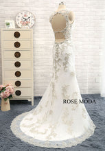 Load image into Gallery viewer, rosemoda-sheath-silver-lace-wedding-dress-c.jpg