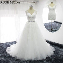 Load image into Gallery viewer, rosemoda-short-lace-wedding-dress-with-removable-skirt-a.jpg