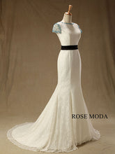 Load image into Gallery viewer, rosemoda-short-sleeve-lace-mermaid-wedding-dress-b.jpg