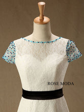 Load image into Gallery viewer, rosemoda-short-sleeve-lace-mermaid-wedding-dress-d.jpg