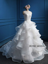 Load image into Gallery viewer, rosemoda-square-neckline-tired-organza-ball-wedding-gown-b.jpg