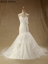 Load image into Gallery viewer, rosemoda-structured-asymmetrical-draped-horsehair-mermaid-wedding-dress-a.jpg