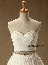 Load image into Gallery viewer, rosemoda-structured-lace-a-line-wedding-dress-with-crystal-belt-d.jpg