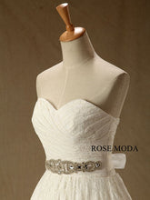 Load image into Gallery viewer, rosemoda-structured-lace-a-line-wedding-dress-with-crystal-belt-e.jpg