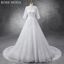 Load image into Gallery viewer, rosemoda-three-quarter-lace-a-line-wedding-dress-a.jpg