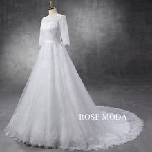 Load image into Gallery viewer, rosemoda-three-quarter-lace-a-line-wedding-dress-b.jpg