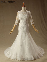 Load image into Gallery viewer, rosemoda-three-quarter-lace-mermaid-wedding-dress-a.jpg