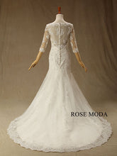 Load image into Gallery viewer, rosemoda-three-quarter-lace-mermaid-wedding-dress-c.jpg