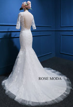 Load image into Gallery viewer, rosemoda-three-quarter-sleeve-lace-mermaid-weddingdress-e.jpg