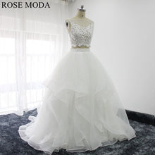 Load image into Gallery viewer, rosemoda-two-pieces-illusion-top-with-detachable-ruffled-organza-skirt-wedding-dress-a.jpg