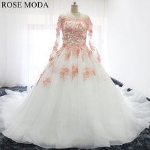 Load image into Gallery viewer, rosemoda-white-pink-organza-ball-gown-wedding-dress-a.jpg