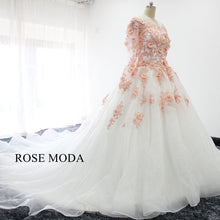 Load image into Gallery viewer, rosemoda-white-pink-organza-ball-gown-wedding-dress-b.jpg