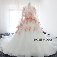 Load image into Gallery viewer, rosemoda-white-pink-organza-ball-gown-wedding-dress-c.jpg