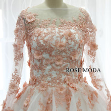 Load image into Gallery viewer, rosemoda-white-pink-organza-ball-gown-wedding-dress-d.jpg