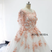 Load image into Gallery viewer, rosemoda-white-pink-organza-ball-gown-wedding-dress-e.jpg