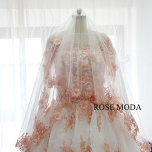 Load image into Gallery viewer, rosemoda-white-pink-organza-ball-gown-wedding-dress-f.jpg