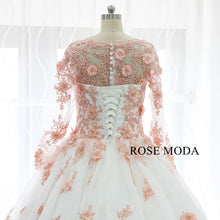 Load image into Gallery viewer, rosemoda-white-pink-organza-ball-gown-wedding-dress-i.jpg