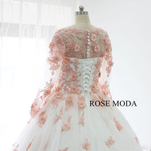 Load image into Gallery viewer, rosemoda-white-pink-organza-ball-gown-wedding-dress-j.jpg
