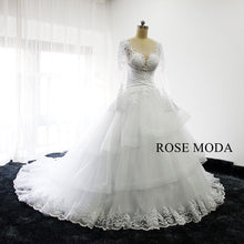 Load image into Gallery viewer, rosemodalongsleevesballgownweddingdress-b.jpg
