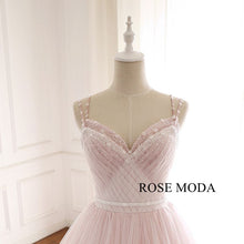 Load image into Gallery viewer, rosmeoda-ivory-lace-over-blush-ball-gown-wedding-dress-f.jpg