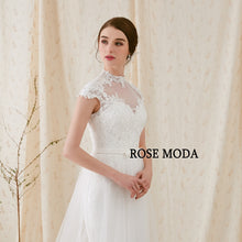 Load image into Gallery viewer, Rosemoda Custom Made Sheath Short Sleeve Elegant Bridal Gown With Key Hole Back