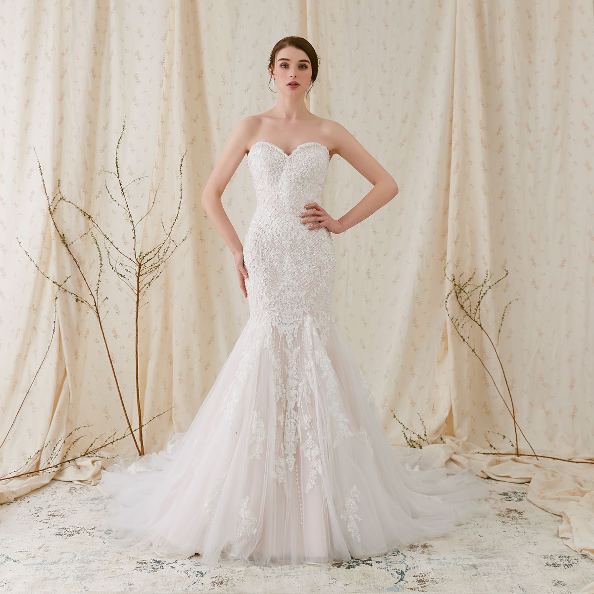 rosemoda delicate beaded lace mermaid wedding dress