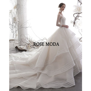 Rosemoda Long Sleeve Beading Ball Gown Wedding Dress