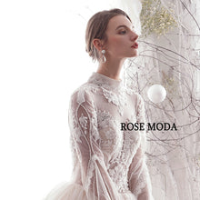 Load image into Gallery viewer, Rosemoda Long Sleeve Illusion Lace Princess Vintage Ball Gown Wedding Dress
