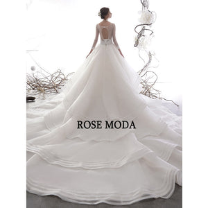 Rosemoda Long Sleeve Beading Ball Gown Wedding Dress