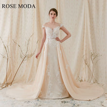 Load image into Gallery viewer, Rosemoda Sheath Lace Wedding Dress with Removable A Line Skirt
